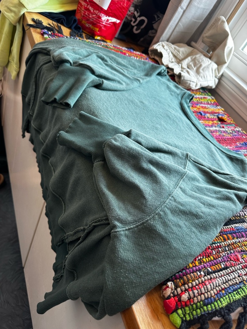 Dark Green Camden Oversized Sweatshirt petite sleeves - Picture 3 of 9
